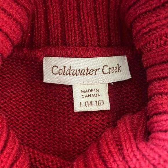 Coldwater Creek Vintage Red White Classic Snowflake Knitted Knit Sweater L - Picture 7 of 8